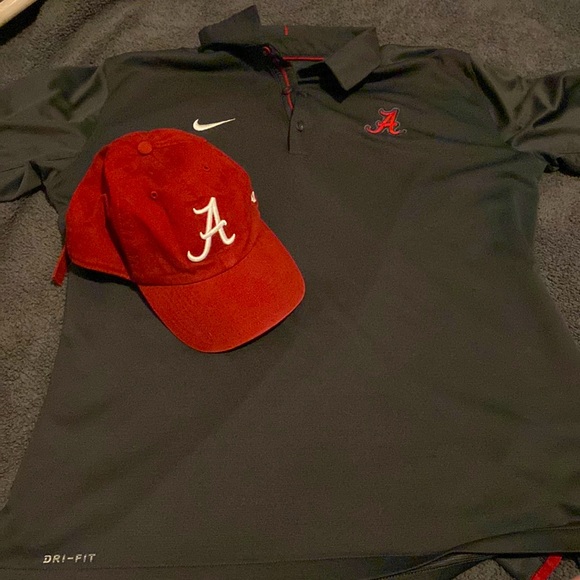 Other - Nike, Alabama roll tide polo with Alabama hat. Mens shirt medium. Dri-fit